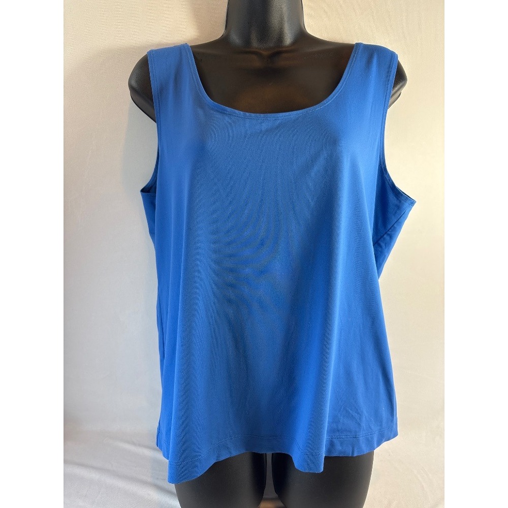 Chico's Blue Sleeveless Tank Top Size 3 (XL) Classic Minimalist Scoop Neck